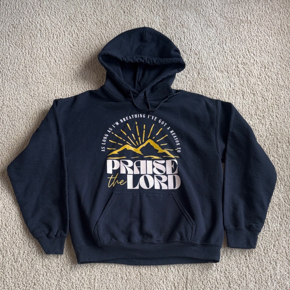 Gildan Black Hoodie with Yellow & White Graphic